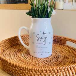 Personalised Birthday Vase, Small Flower Jug, 60Th Gift, Nan Gifts, Friend Milestone Keepsake, 70Th - thumbnail 1