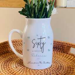Personalised Birthday Vase, Small Flower Jug, 60Th Gift, Nan Gifts, Friend Milestone Keepsake, 70Th - thumbnail 2