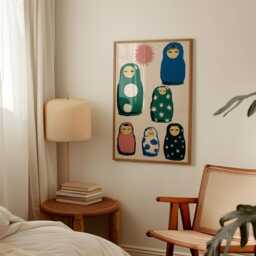 Matryoshka Doll Poster - Folk Art Illustration Modern Russian Nesting Dolls - thumbnail 2