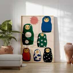 Matryoshka Doll Poster - Folk Art Illustration Modern Russian Nesting Dolls - thumbnail 3