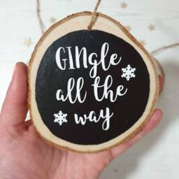 Gingle All The Way Wood Slice Decoration, Slice, Christmas Tree Handpainted Wooden Ornament, Gin