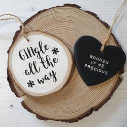 Gingle All The Way Wood Slice Decoration, Slice, Christmas Tree Handpainted Wooden Ornament, Gin - thumbnail 2