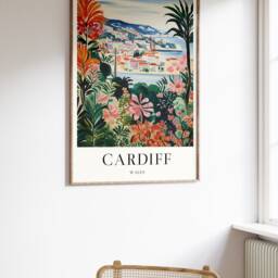 Cardiff Wales Travel Poster Colourful Vintage Art Print - thumbnail 2
