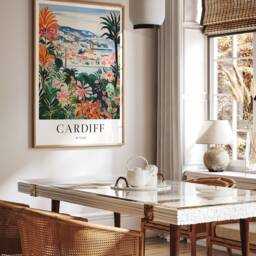 Cardiff Wales Travel Poster Colourful Vintage Art Print - thumbnail 3