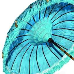 Bali Sun Parasol Sky Blue & Gold 2M, Hand-Made Balinese Garden With Screw Pole Joint - thumbnail 3