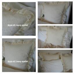 White Ruffle Euro Sham, Cotton Eyelet Lace Pillow Cover - 26x26 Inch - thumbnail 4