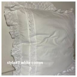 White Ruffle Euro Sham, Cotton Eyelet Lace Pillow Cover - 26x26 Inch - thumbnail 3
