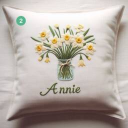 Custom Embroidered Pillow Personalized Gift, Wildflower Pillows, Spring Decoration, Floral Pillowcases, Fitted Inserts 18Inx18In 20Inx20In - thumbnail 3