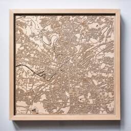 Manchester Wood Map - Laser Cut 3D City Streets, Framed Wall Art - thumbnail 1