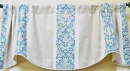 Pelham House - Robert Allen Fabrics Calypso Blue Window Valance Lined Corded & Beige Stripes Made To Order - thumbnail 1