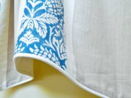 Pelham House - Robert Allen Fabrics Calypso Blue Window Valance Lined Corded & Beige Stripes Made To Order - thumbnail 3