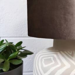 Brown Velvet Drum Lampshade With Lush Green Leaves Lining, Large Tropical Lightshade - thumbnail 3