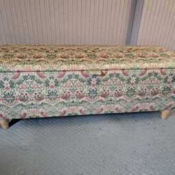 Tall William Morris Fabric Ottoman Footstool Handmade Velvet Storage Trunk - thumbnail 2