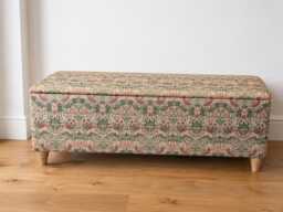 Tall William Morris Fabric Ottoman Footstool Handmade Velvet Storage Trunk - thumbnail 1