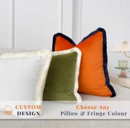 Velvet Fringed Cushion Cover Custom Fringe Pillow Tassel Designer Cover - All Sizes - thumbnail 1