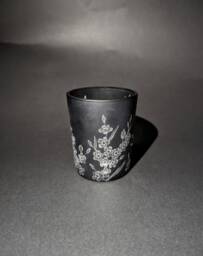 Forget Me Not Tealight Holder - Black Candle Flowers Decor Hand Engraved Glass