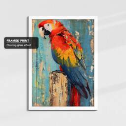 Parrot Vibrant Painting Pet Animal Bird Framed Poster Print & Canvas Wall Decor Art Bedroom Home Interior Gift For Lover - thumbnail 3