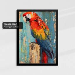 Parrot Vibrant Painting Pet Animal Bird Framed Poster Print & Canvas Wall Decor Art Bedroom Home Interior Gift For Lover - thumbnail 2