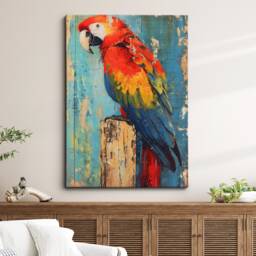 Parrot Vibrant Painting Pet Animal Bird Framed Poster Print & Canvas Wall Decor Art Bedroom Home Interior Gift For Lover - thumbnail 1