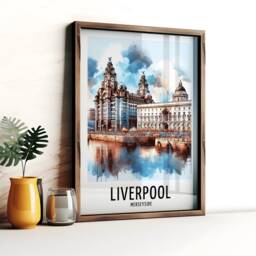 Liverpool Travel Print - Watercolour Poster Design - Wall Artwork Merseyside UK Gifts Home Decor Art Gift England Picture - thumbnail 2