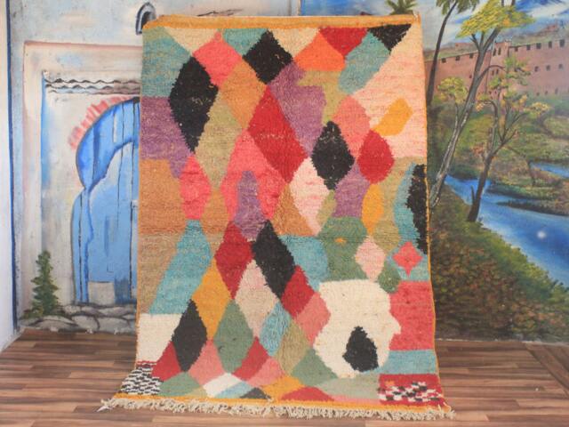 Colorful Moroccan Rug, Custom Fabulous Boujad Abstract Multicolored Carpet, Handmade Bohemian Rug - image 1