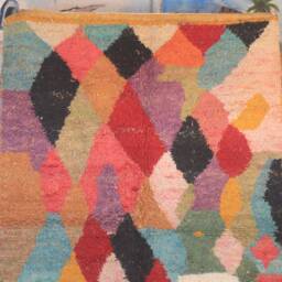 Colorful Moroccan Rug, Custom Fabulous Boujad Abstract Multicolored Carpet, Handmade Bohemian Rug - thumbnail 2