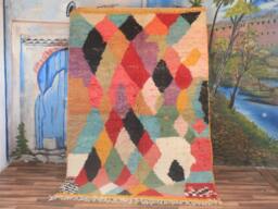 Colorful Moroccan Rug, Custom Fabulous Boujad Abstract Multicolored Carpet, Handmade Bohemian Rug - thumbnail 1