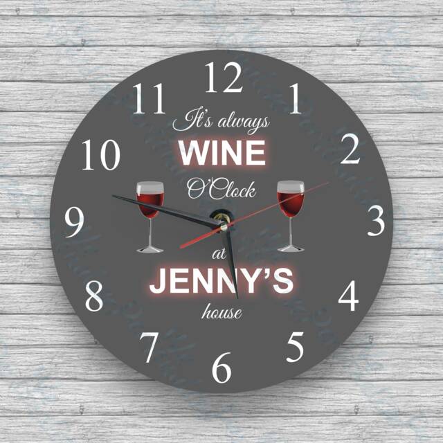 Personalised Wall Clock Wine O'clock Glass Wall Clock - Birthday, Christmas Novelty - image 1