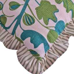 Handprinted Linen Cushion Cover Figs in Green, UK Designer Jessie De Sallis - thumbnail 2