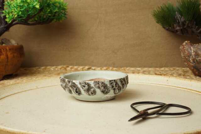 Handmade Black Larva & Green Mame Bonsai Pot. G1983 - image 1