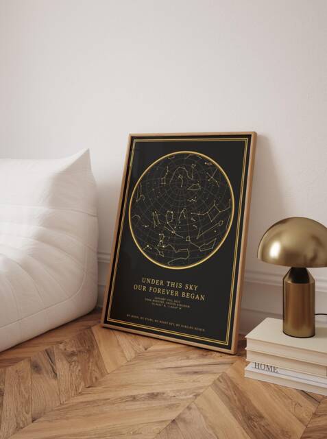 Custom Star Map Print - Night Sky Wall Art For Anniversary, Wedding, Romantic Gift, Starry Constellation Poster, Milestone Keepsake - image 1