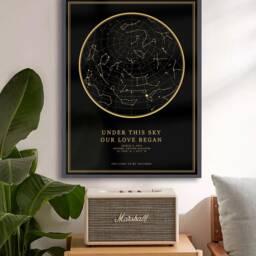 Custom Star Map Print - Night Sky Wall Art For Anniversary, Wedding, Romantic Gift, Starry Constellation Poster, Milestone Keepsake - thumbnail 3