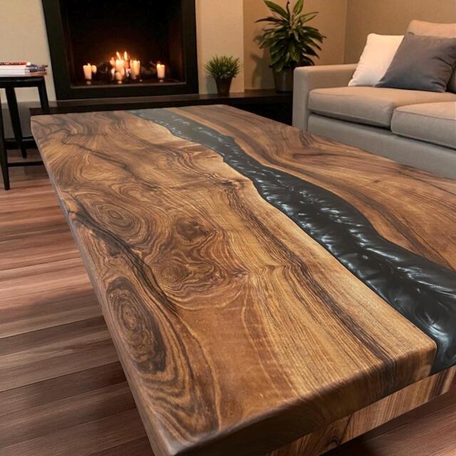 Japanese Wabi Sabi Epoxy River Coffee Table - image 1