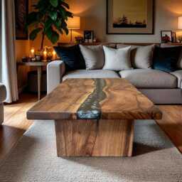 Japanese Wabi Sabi Epoxy River Coffee Table - thumbnail 3