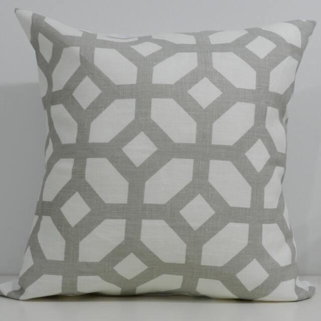New 18x18 Inch Designer Handmade Pillow Case in Grey Trellis