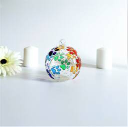 Rainbow Paws Glass Candle Holder, Hand Painted, Unique Pet Gift