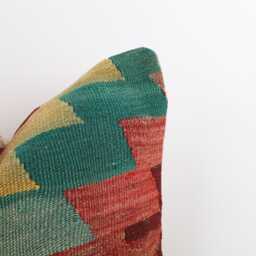 Bohemian Kilim Pillow Cover 16'' Vintage Turkish Rug Throw - thumbnail 2