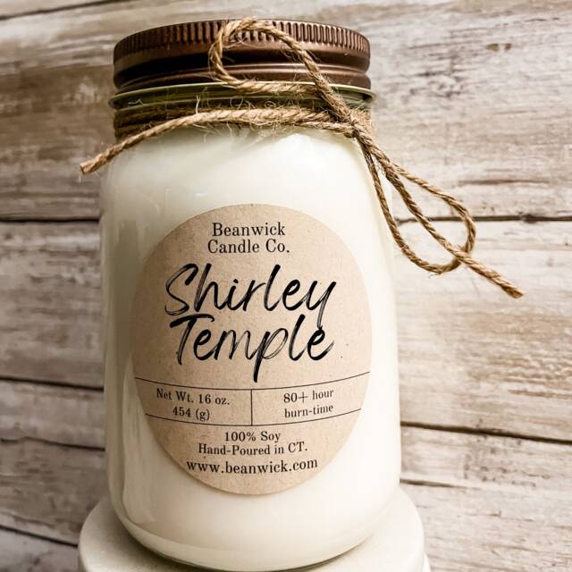Shirley Temple Soy Candle Cherry Almond Scent - 16 Oz Mason Jar - image 1