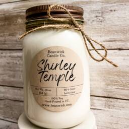 Shirley Temple Soy Candle Cherry Almond Scent - 16 Oz Mason Jar - thumbnail 1