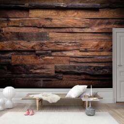 Dark Wood Grain 3D Wallpaper, Brown Wall Mural, Peel & Stick - thumbnail 3