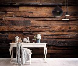 Dark Wood Grain 3D Wallpaper, Brown Wall Mural, Peel & Stick