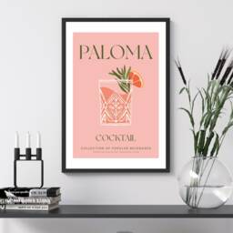 Paloma Cocktail Art Print Poster - Party Signature Drink Sign Trendy Wall Decor Minimalist Elegant Retro Gift A5 A4 A3 - thumbnail 2