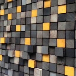 Large Wood Wall Art - Grey Yellow Decor Wooden Headbord - thumbnail 2