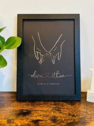 Holding Hands - Custom Couple Foil Print Personalised Names Gold, Silver Wedding, Birthday, Anniversary, Christmas, Valentine's Day - thumbnail 1
