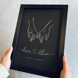 Holding Hands - Custom Couple Foil Print Personalised Names Gold, Silver Wedding, Birthday, Anniversary, Christmas, Valentine's Day - thumbnail 3