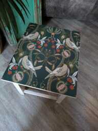 Hand Painted Decoupage Side Table, Solid Wood Occasional Distressed Vintage One Of A Kind