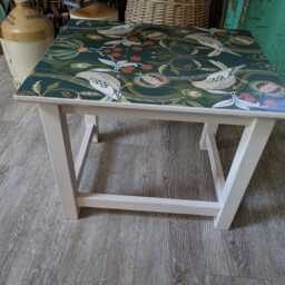 Hand Painted Decoupage Side Table, Solid Wood Occasional Distressed Vintage One Of A Kind - thumbnail 4