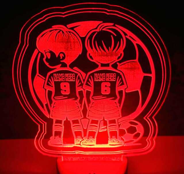 Personalised Boys Football Led Night Light Shirt Friends Brothers Lamp Kids Usb Neon Name Sign Plaque Bedroom Room Christmas Birthday Gift - image 1