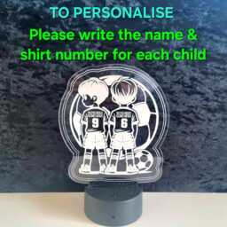 Personalised Boys Football Led Night Light Shirt Friends Brothers Lamp Kids Usb Neon Name Sign Plaque Bedroom Room Christmas Birthday Gift - thumbnail 2