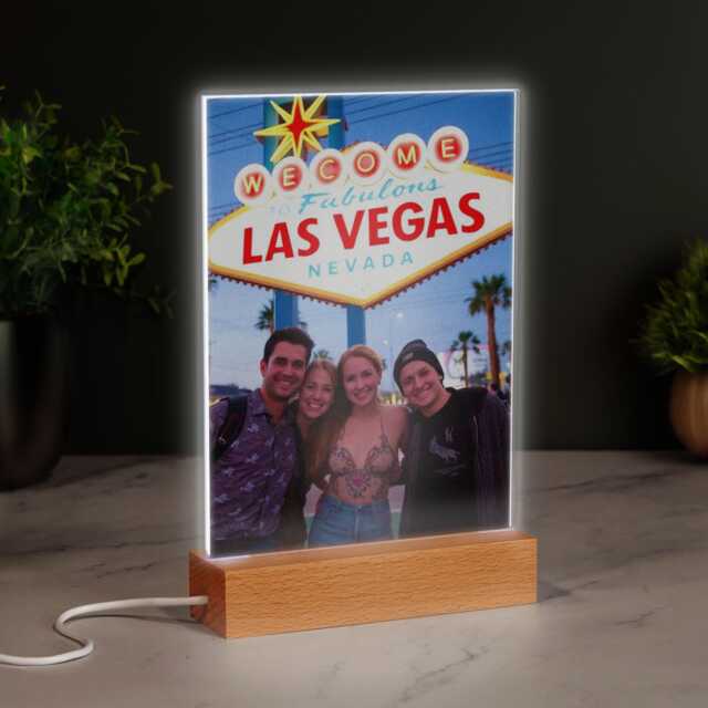 Personalised Photo Print Plaque Led Wood Base Your Image Printed Night Light Valentines Gift Birthday Anniversary - image 1